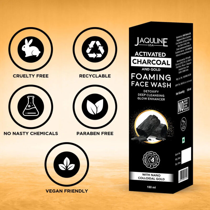 Jaquline USA Charcoal and Gold Foaming facewash 150ml - Image 5