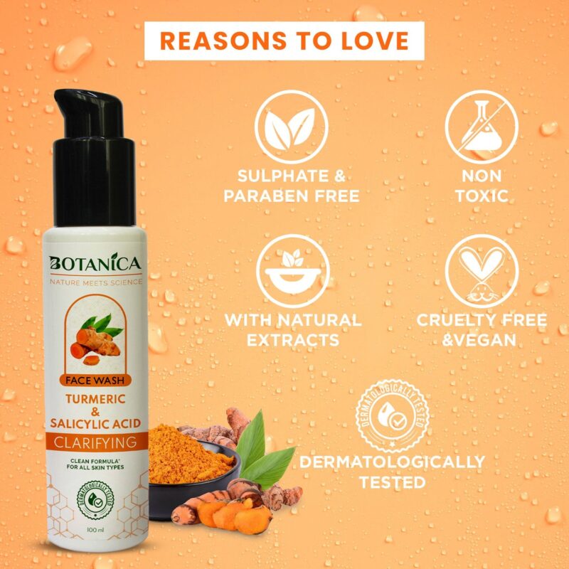 Botanica Turmeric Salicylic Face wash 100ml - Image 3