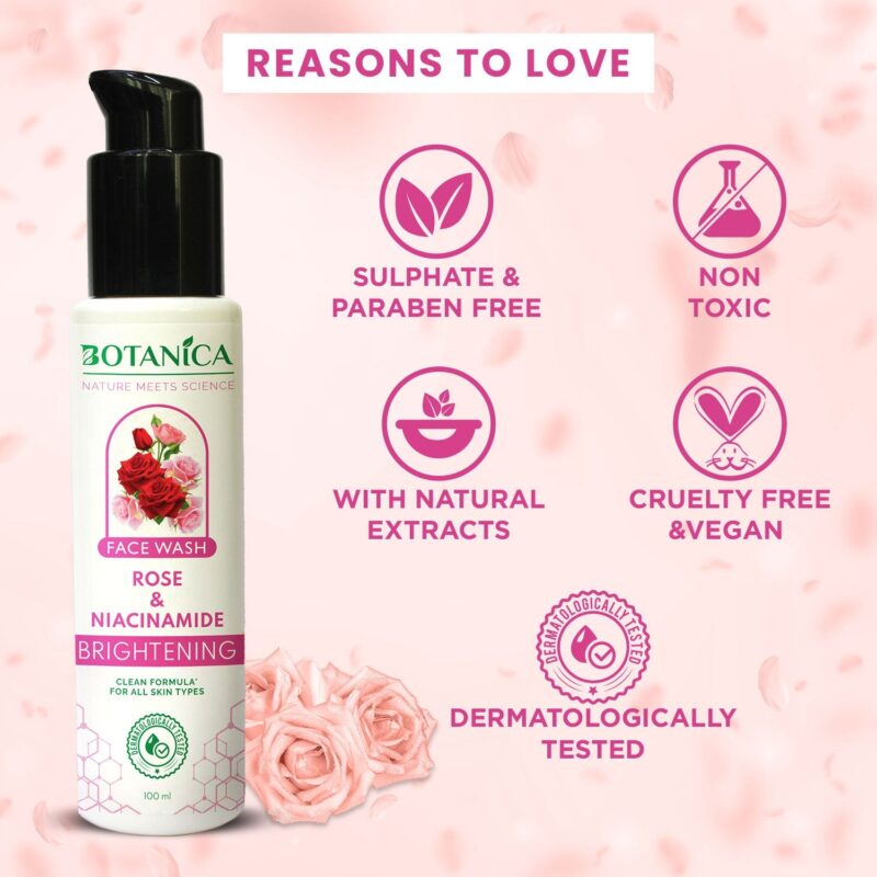 Botanica Rose Niacinamide Face wash 100ml - Image 4