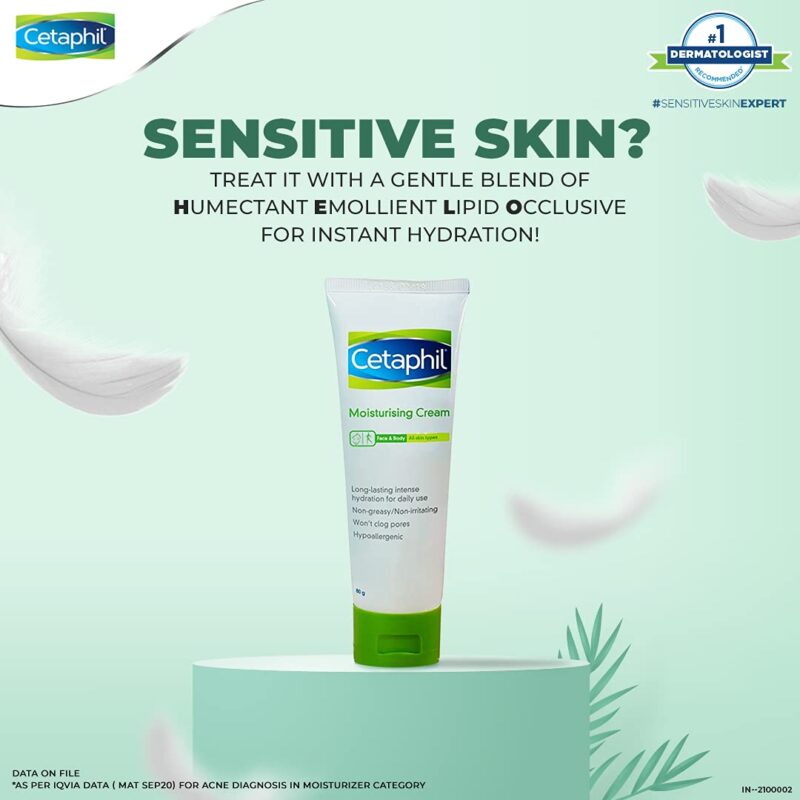 Cetaphil Moisturising Cream For Face & Body , Dry To Normal Skin - 80 gm - Image 2