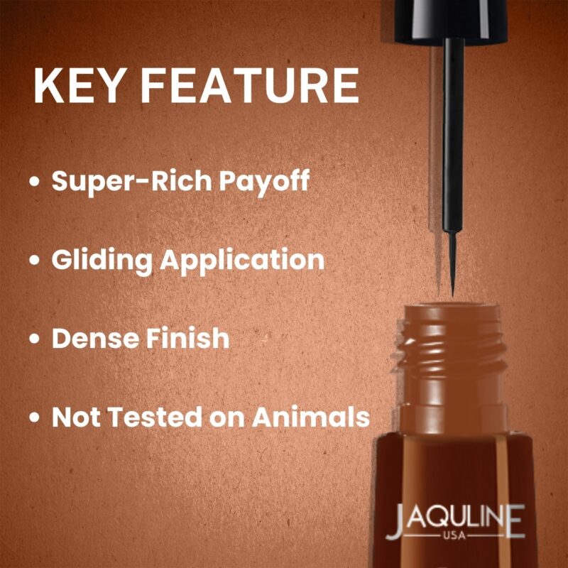 Jaquline USA Pro Stroke Liquid Eyeliner Super Brown 4ml, Enriched with Almond Extract, long lasting, Smudge proof - Image 2