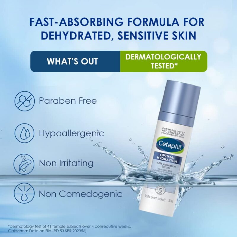 Cetaphil Optimal Hydration Lightweight Serum 30 ml | Fast absorbing | Hyaluronic Acid, Blue Daisy extract, Vitamin B5 | Dermatologist Recommended for Sensitive Skin - Image 9