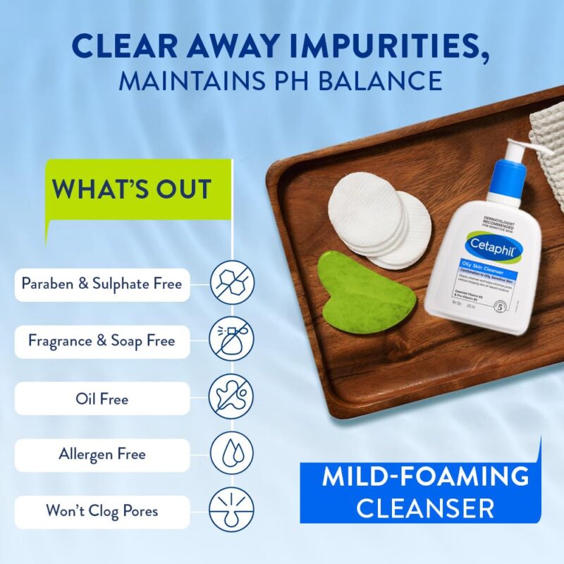 Cetaphil Oily Skin Cleanser, Daily Face Wash For Oily, Acne Prone Skin, Gentle Foaming, 250Ml - Image 4