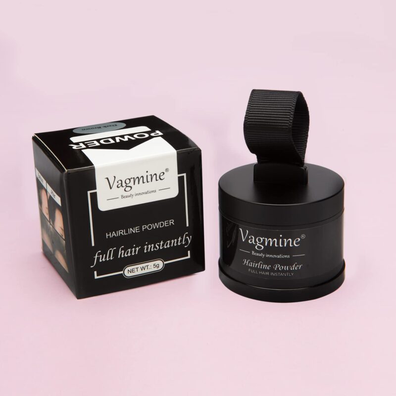 VAGMINE Hair Line Powder for Hair & Beard â€“ Root Concealer & Gray Hair Coverage for Men and Women Dark Brown 5g - Image 4