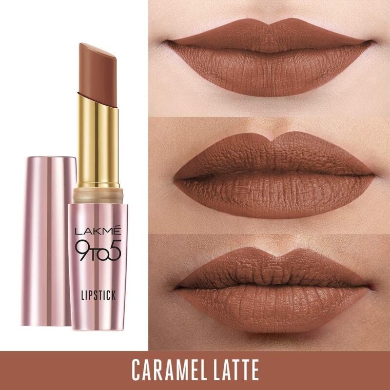 Lakme 9 To 5 Primer + Matte Lipstick Caramel Latte 3.6gm - Image 2