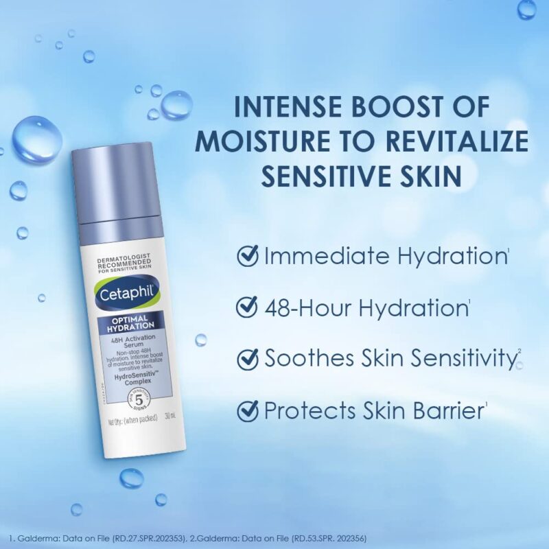 Cetaphil Optimal Hydration Lightweight Serum 30 ml | Fast absorbing | Hyaluronic Acid, Blue Daisy extract, Vitamin B5 | Dermatologist Recommended for Sensitive Skin - Image 8