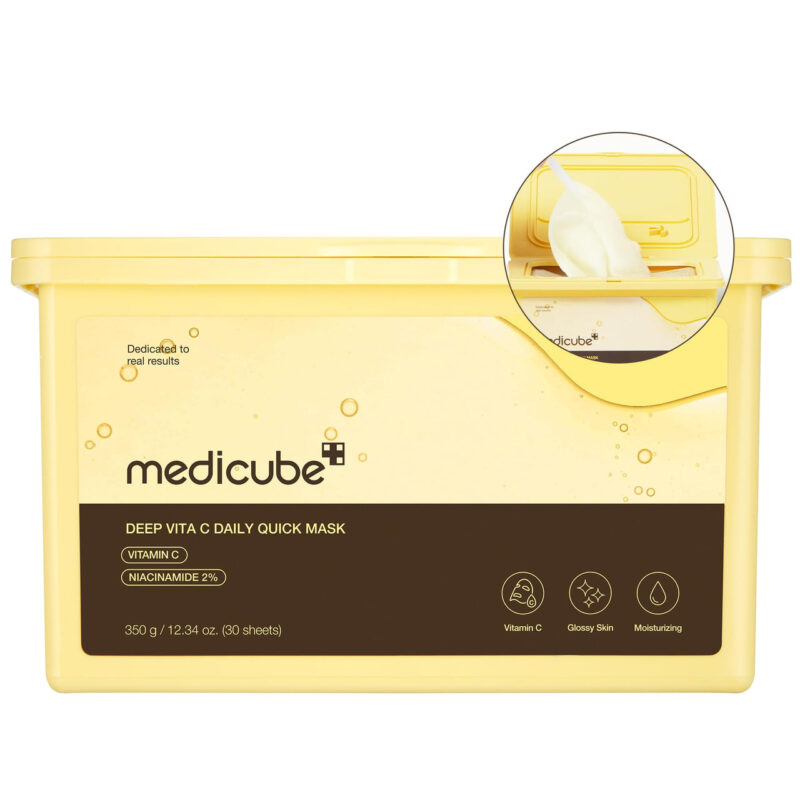 Medicube Deep Vita C Daily Quick 30 Sheet Masks - Vegan Certified, Quick Dispenser, Triple Vitamin Complex For Radiance And Hydration - Korean Face Masks - Image 3