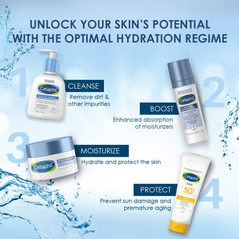 Cetaphil Optimal Hydration Lightweight Serum 30 ml | Fast absorbing | Hyaluronic Acid, Blue Daisy extract, Vitamin B5 | Dermatologist Recommended for Sensitive Skin - Image 3