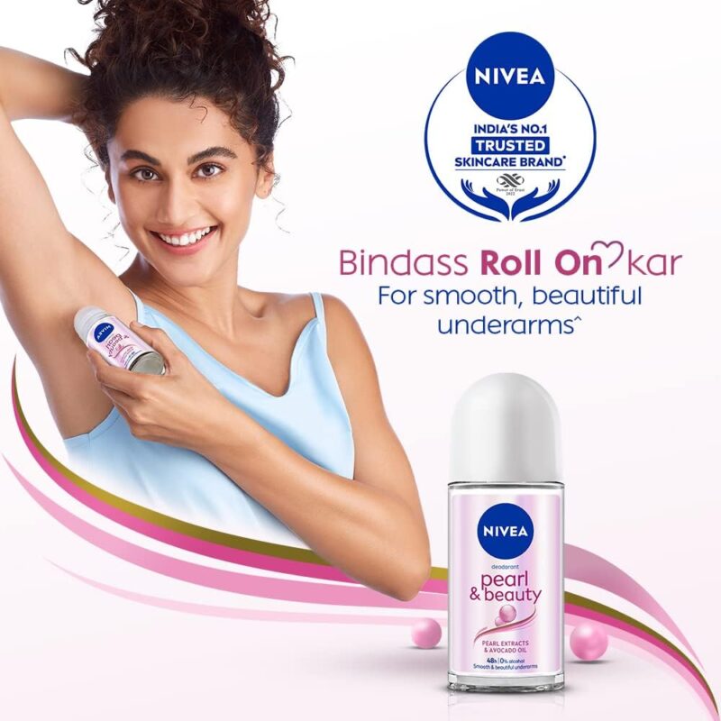 NIVEA Deodorant Roll On, Pearl & Beauty For Women - 50ml - Image 2