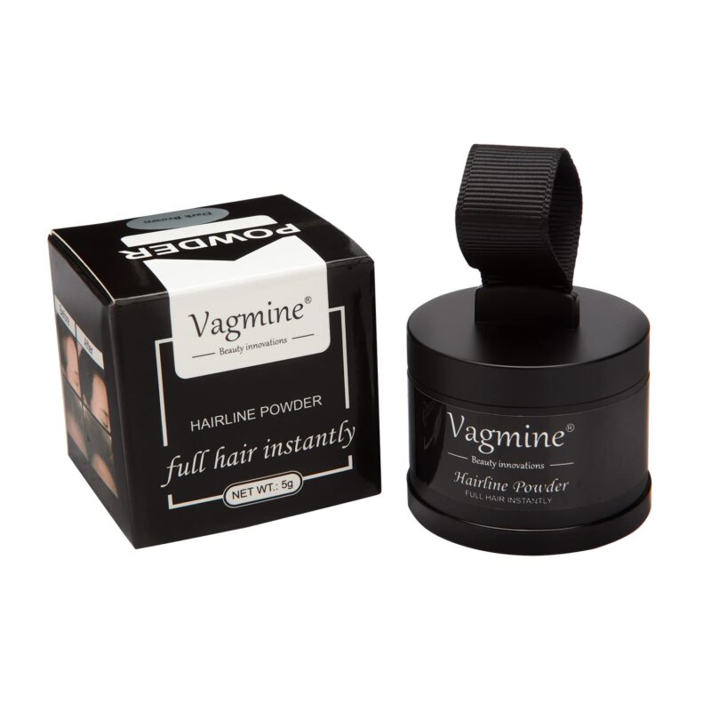 VAGMINE Hair Line Powder for Hair & Beard â€“ Root Concealer & Gray Hair Coverage for Men and Women Dark Brown 5g - Image 2