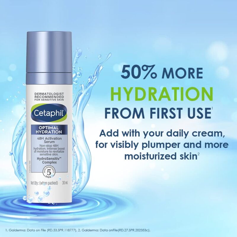 Cetaphil Optimal Hydration Lightweight Serum 30 ml | Fast absorbing | Hyaluronic Acid, Blue Daisy extract, Vitamin B5 | Dermatologist Recommended for Sensitive Skin - Image 6