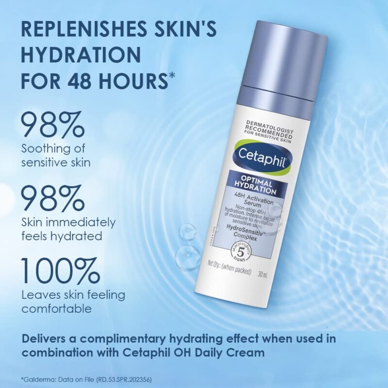 Cetaphil Optimal Hydration Lightweight Serum 30 ml | Fast absorbing | Hyaluronic Acid, Blue Daisy extract, Vitamin B5 | Dermatologist Recommended for Sensitive Skin - Image 7