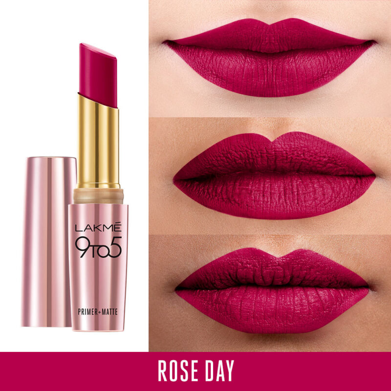 Lakme 9to5 Primer + Matte Lipstick MP14 Rose Day - Image 2