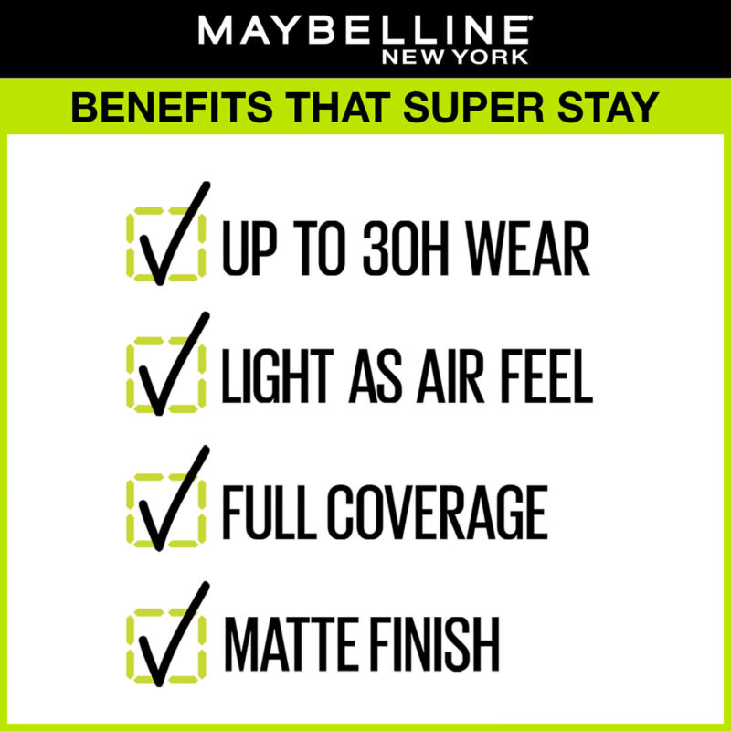 Maybelline New York Super Stay Full Coverage Active Wear Liquid Foundation 310, Sun Beige | Matte Finish with 30 HR Wear; Transfer Proof, 30 ml - Image 4