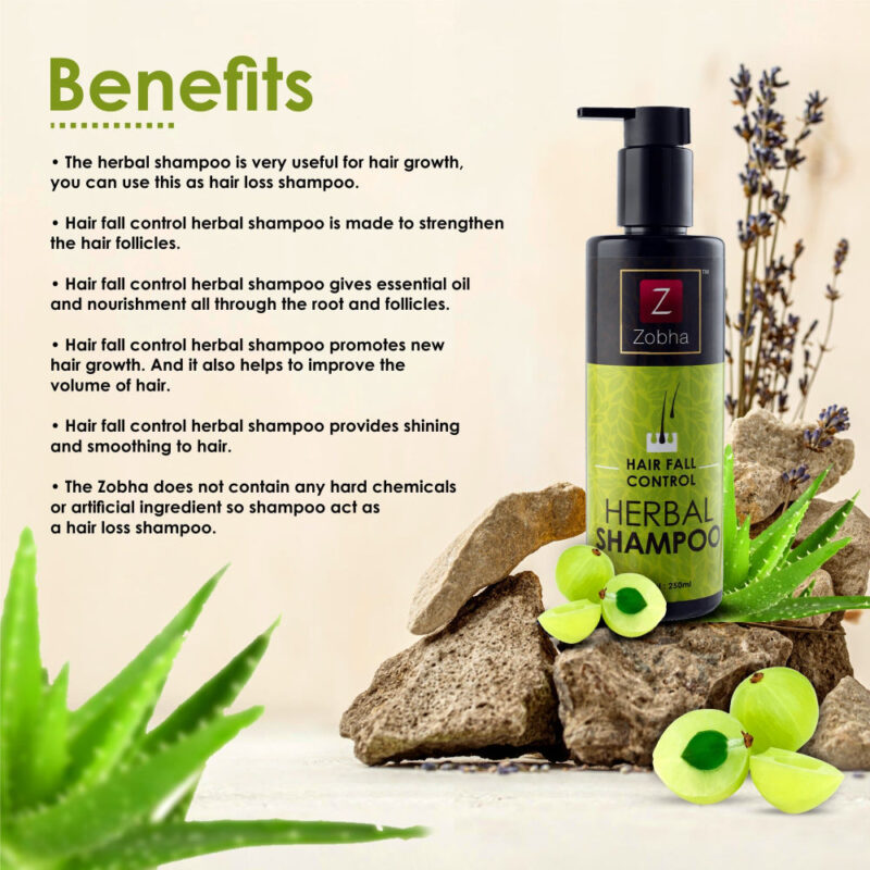 Zobha Herbal Shampoo With Hair Fall Control - 250ml - Image 4