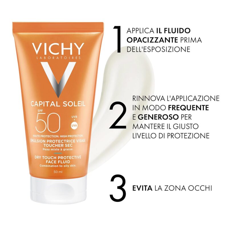 Vichy Ideal Soliel Spf 50 Mattifying Face Fluid Dry Touch 50ml - Image 2