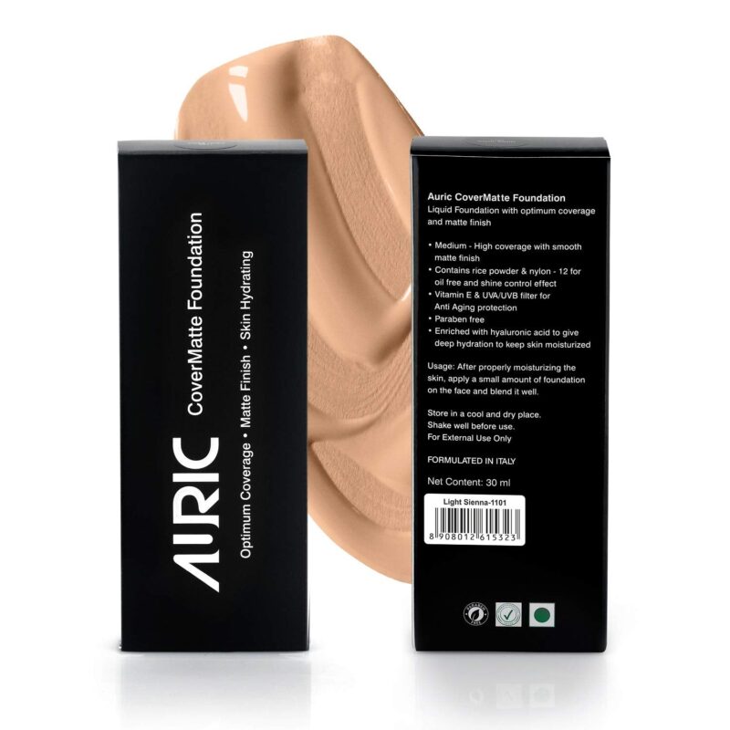 Auric CoverMatte Foundation - Light Sienna 1101 - 30mL - Image 3