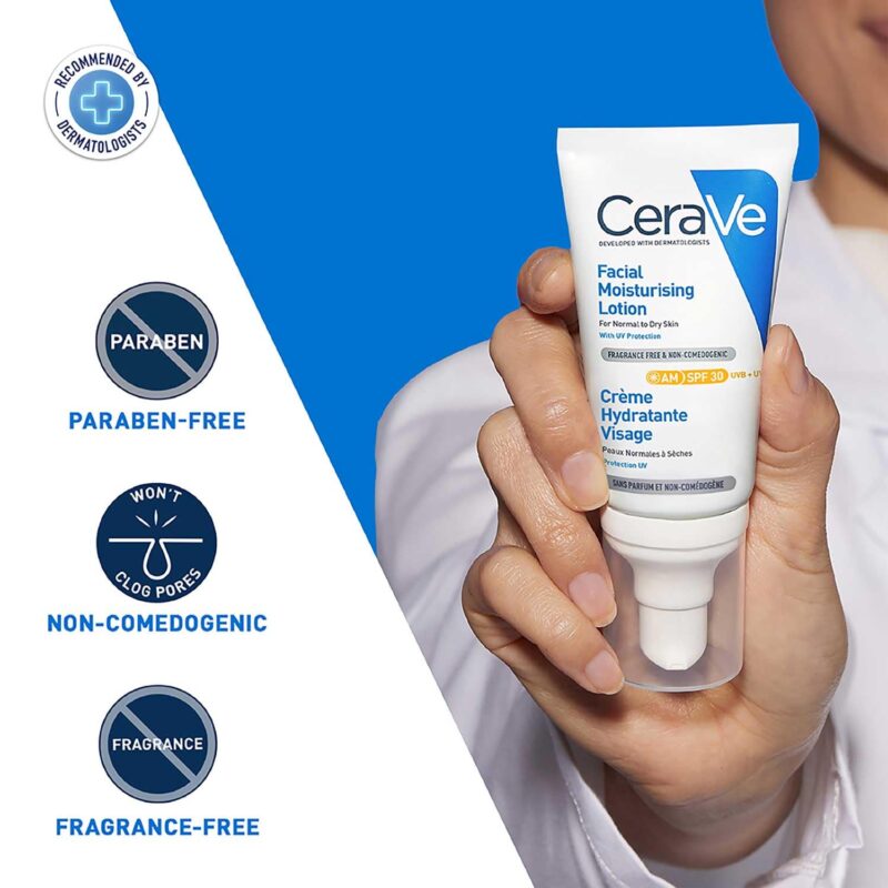 CeraVe AM Facial Moisturizing Lotion For Normal to Dry Skin (52ml) - Broad Spectrum SPF 30 Sunscreen | Non-Comedogenic, Paraben-Free And Fragrance-Free Lotion - Image 3