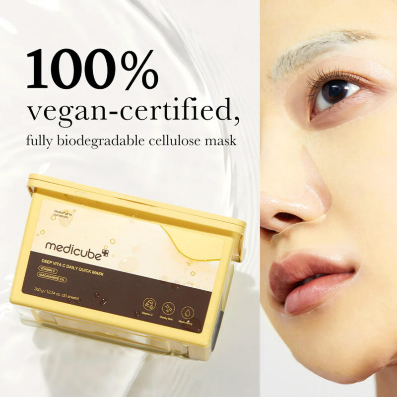 Medicube Deep Vita C Daily Quick 30 Sheet Masks - Vegan Certified, Quick Dispenser, Triple Vitamin Complex For Radiance And Hydration - Korean Face Masks - Image 6