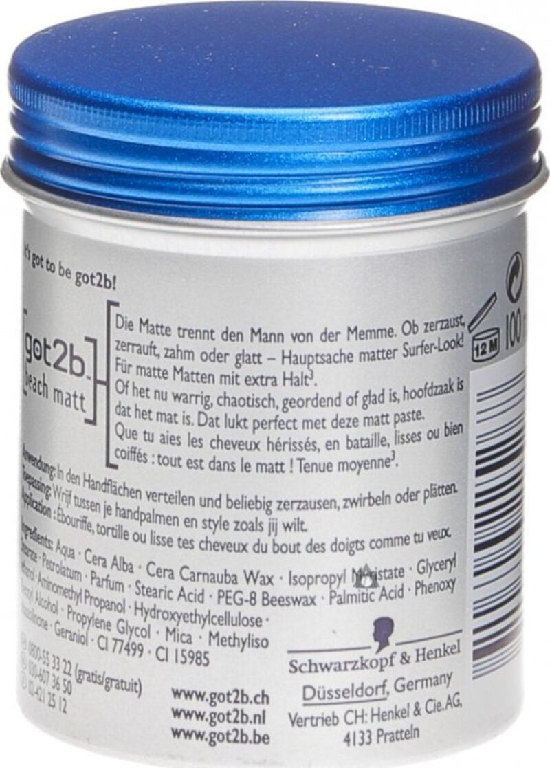 Schwarzkopf Got2b Beach Matt Surfer Look Matt Paste (100ml) - Image 2