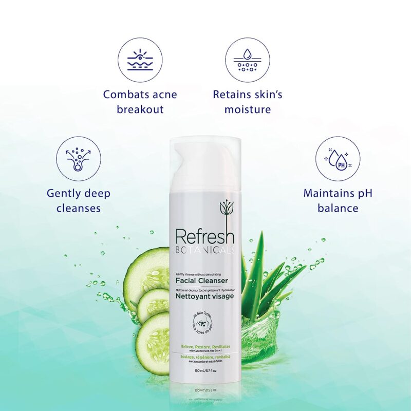 Refresh Botanicals Facial Cleanser with Cucumber Extract and Cornflower water 150ml - Image 4