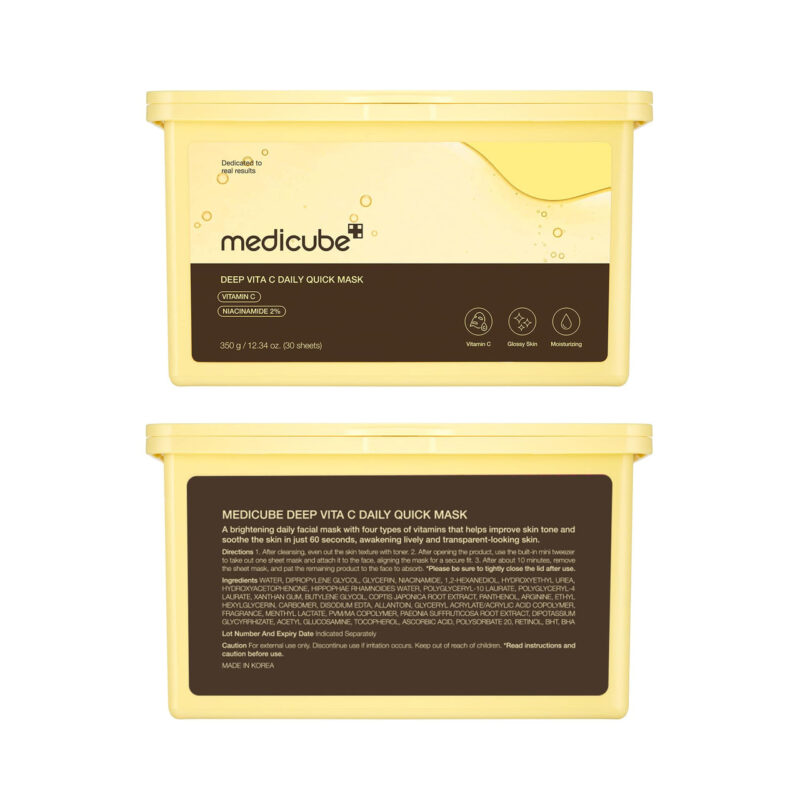 Medicube Deep Vita C Daily Quick 30 Sheet Masks - Vegan Certified, Quick Dispenser, Triple Vitamin Complex For Radiance And Hydration - Korean Face Masks - Image 4