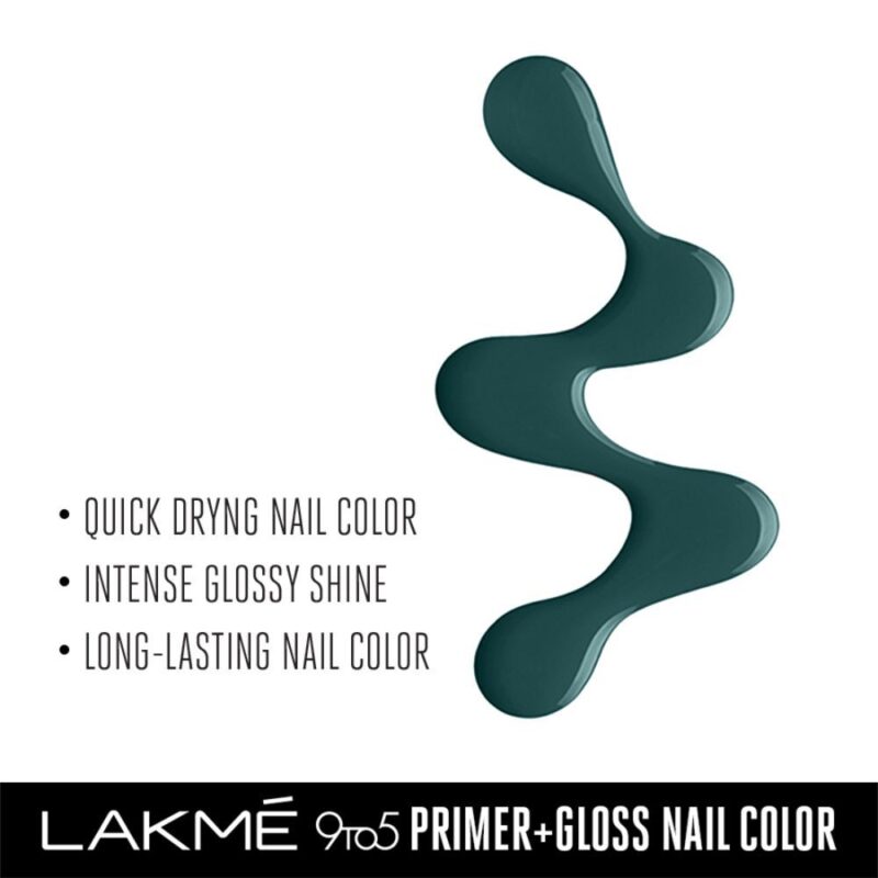 Lakme 9 To 5 Primer + Gloss Nail Colour - Emerald Power 6ml - Image 2