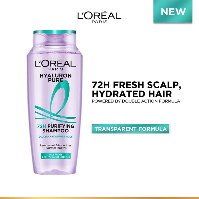 Lâ€™OrÃ©al Paris Hyaluron Pure 72H Purifying Shampoo For Fresh Scalp & Hydrated Hair, 340 ml - Image 11
