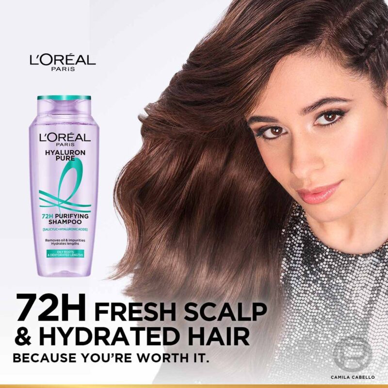 Lâ€™OrÃ©al Paris Hyaluron Pure 72H Purifying Shampoo For Fresh Scalp & Hydrated Hair, 340 ml - Image 6