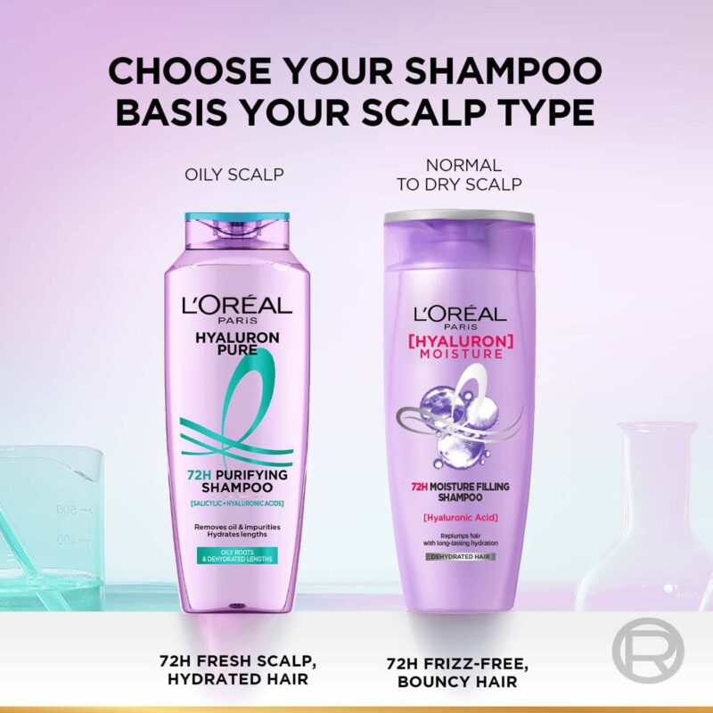 Lâ€™OrÃ©al Paris Hyaluron Pure 72H Purifying Shampoo For Fresh Scalp & Hydrated Hair, 340 ml - Image 4