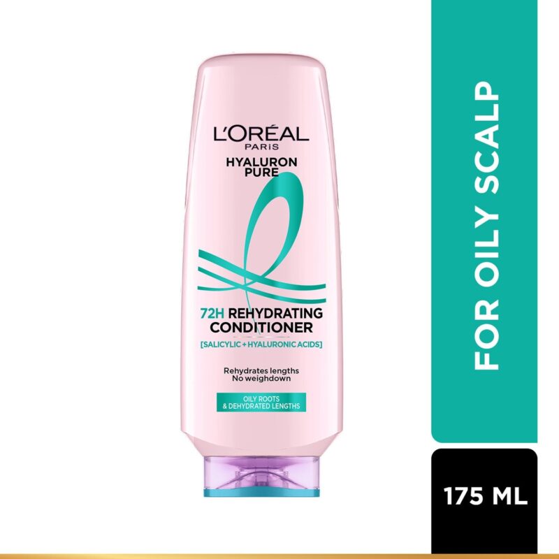 Lâ€™OrÃ©al Paris Hyaluron Pure 72H Rehydrating Conditioner For Smooth Tangle-Free Hair, 175 ml