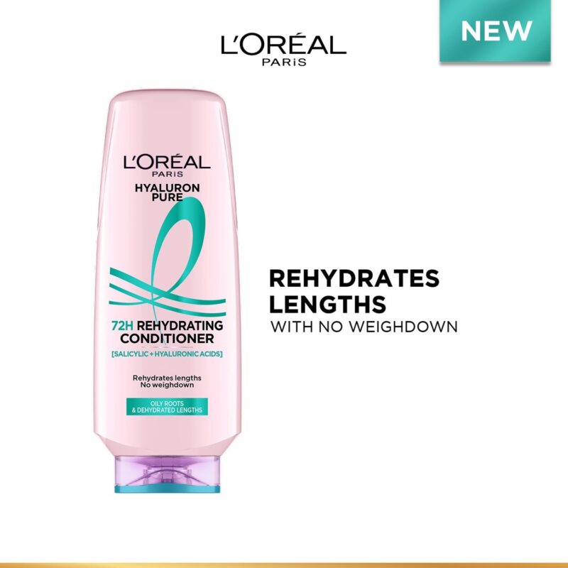 Lâ€™OrÃ©al Paris Hyaluron Pure 72H Rehydrating Conditioner For Smooth Tangle-Free Hair, 175 ml - Image 2