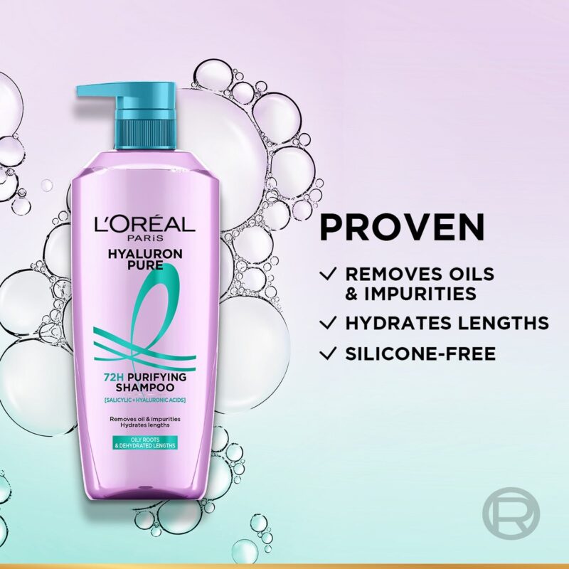 Lâ€™OrÃ©al Paris Hyaluron Pure 72H Purifying Shampoo For Fresh Scalp & Hydrated Hair, 800 ml - Image 7
