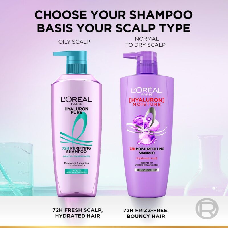 Lâ€™OrÃ©al Paris Hyaluron Pure 72H Purifying Shampoo For Fresh Scalp & Hydrated Hair, 800 ml - Image 4