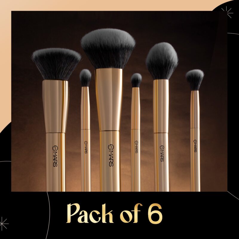 MARS Artist's Arsenal Makeup Brush Set for Professional Makeup | Eyeshadow Blending Brushes (3pcs) | Foundation, Blush, Powder and Foundation Brush (1pcs each) - Image 2