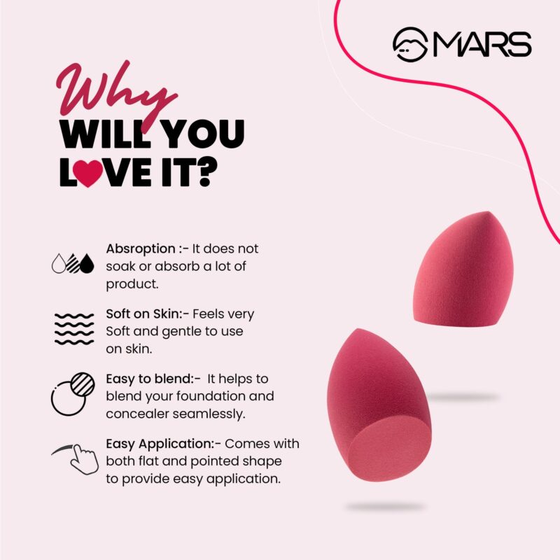 MARS Master Blender for Makeup | Dual-Sided Excellence | Flat for Precision | Premium Material | Durable | Less Product Absorption | Slant Shaped For Even Application - Image 7