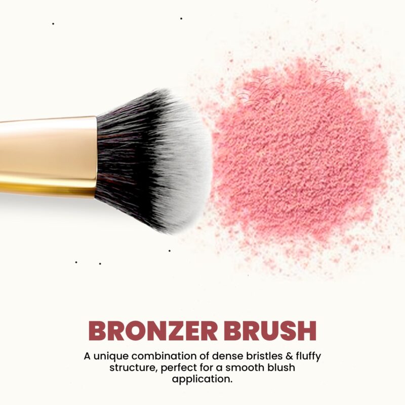 MARS Artist's Arsenal Professional Bronzer Makeup Brush for Face & Cheeks | Feather Soft Touch & High Density | Precise Synthetic Bristle | Luxe Packaging makeup brush (Golden) - Image 2