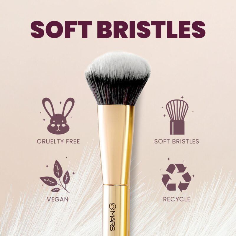 MARS Artist's Arsenal Professional Bronzer Makeup Brush for Face & Cheeks | Feather Soft Touch & High Density | Precise Synthetic Bristle | Luxe Packaging makeup brush (Golden) - Image 5