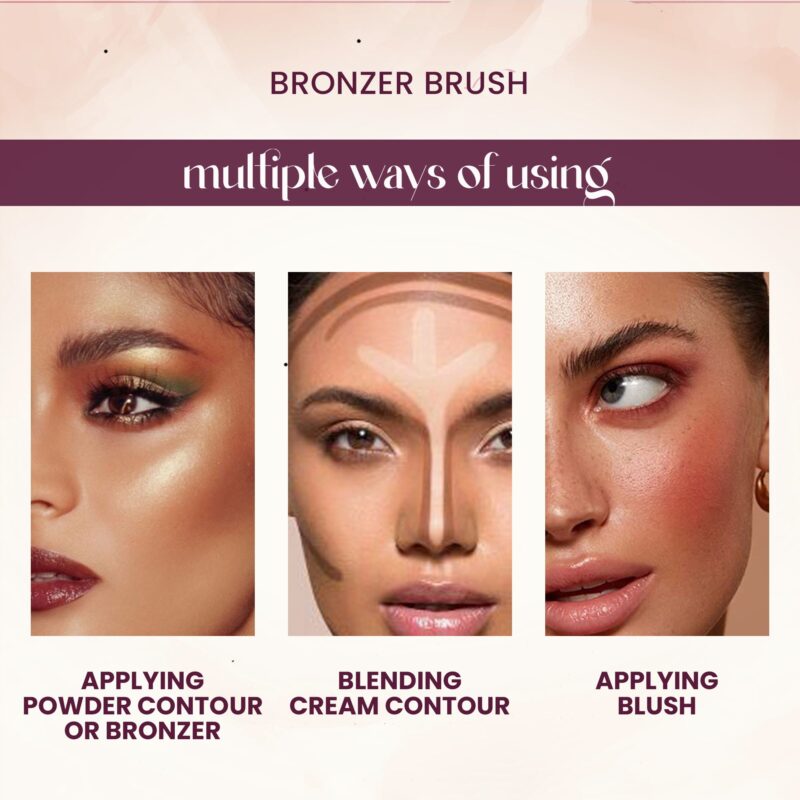 MARS Artist's Arsenal Professional Bronzer Makeup Brush for Face & Cheeks | Feather Soft Touch & High Density | Precise Synthetic Bristle | Luxe Packaging makeup brush (Golden) - Image 4