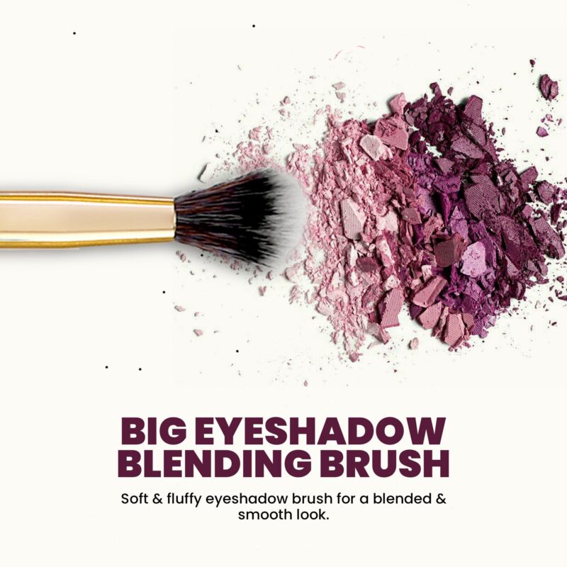 MARS Artist's Arsenal Professional Big Blending Eyeshadow make up Brush | Feather Soft Touch | Precise Synthetic Bristle | Perfect for Eyeshadow | Luxe Packaging Makeup Brush (Golden) - Image 2