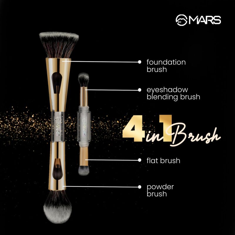 MARS 4 in 1 Travel Brush with Foundation Brush, Powder Brush, Eyeshadow Blending Brush & Flat Brush | Soft Bristles Makeup Brushes Set for Women - Image 7