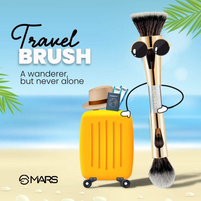 MARS 4 in 1 Travel Brush with Foundation Brush, Powder Brush, Eyeshadow Blending Brush & Flat Brush | Soft Bristles Makeup Brushes Set for Women - Image 5