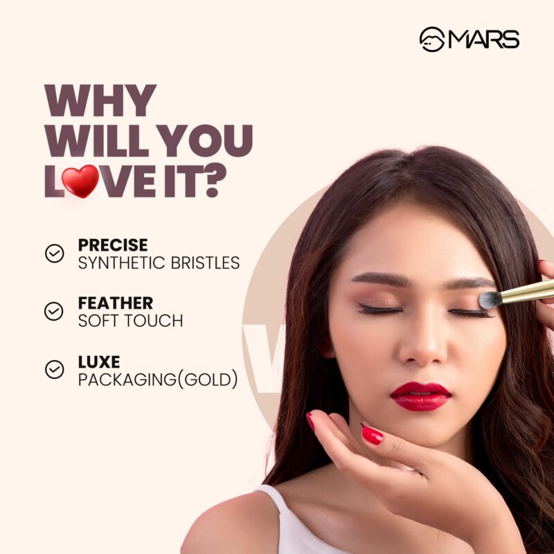 MARS Artist's Arsenal Professional Eyeshadow Smudging Pencil Brush | Precise Synthetic Bristles | Feather Soft Touch | Luxe Packaging Makeup Brush (Golden) - Image 5