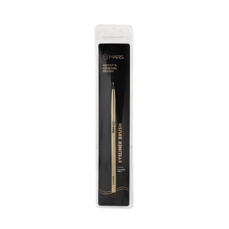 MARS Artist's Arsenal Professional Eyeliner Brush | Feather Soft Touch | Precise Synthetic Bristles | Perfect For Winged Eye Liner | Luxe Packaging Makeup Brush (Golden) - Image 2