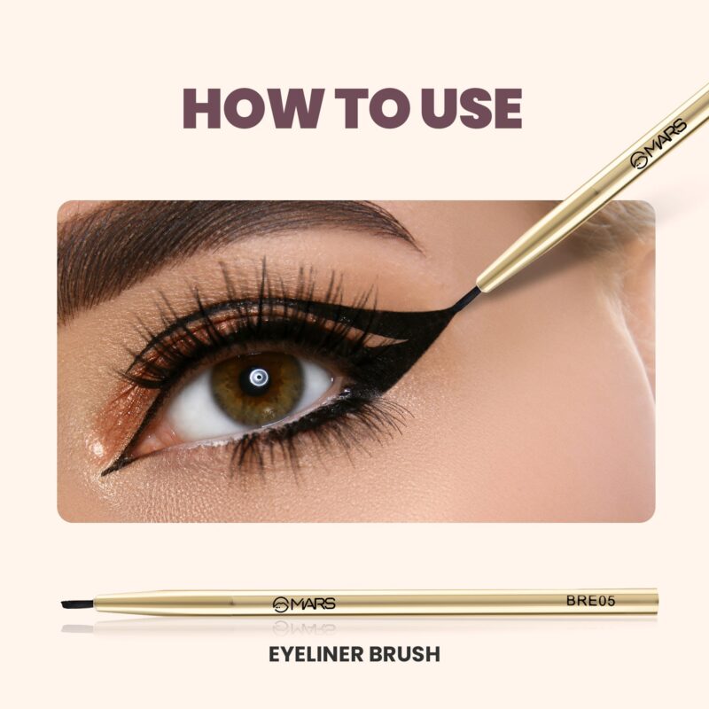 MARS Artist's Arsenal Professional Eyeliner Brush | Feather Soft Touch | Precise Synthetic Bristles | Perfect For Winged Eye Liner | Luxe Packaging Makeup Brush (Golden) - Image 4