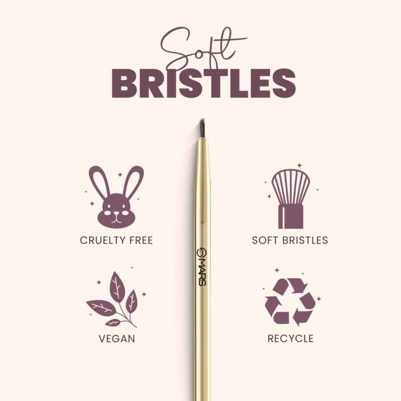 MARS Artist's Arsenal Professional Eyeliner Brush | Feather Soft Touch | Precise Synthetic Bristles | Perfect For Winged Eye Liner | Luxe Packaging Makeup Brush (Golden) - Image 3