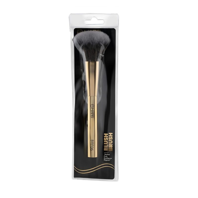 MARS Artist's Arsenal Professional Blush Brush | Feather Soft Bristle | Suitable for Powder, Cream & Liquid | Precise Synthetic Bristles | Luxe Design Makeup Brush (Golden) - Image 2
