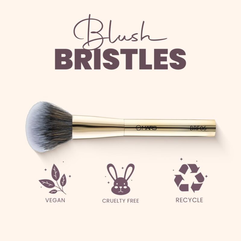 MARS Artist's Arsenal Professional Blush Brush | Feather Soft Bristle | Suitable for Powder, Cream & Liquid | Precise Synthetic Bristles | Luxe Design Makeup Brush (Golden) - Image 4