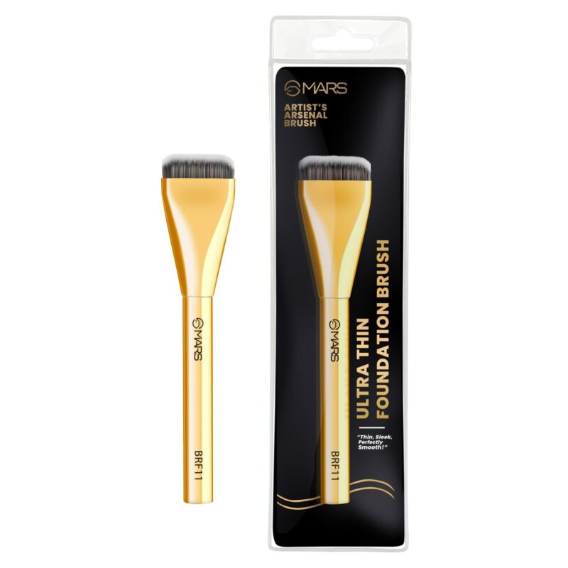 MARS Artist's Arsenal Ultra Thin Foundation Makeup Brush For Blending Liquid Foundation & Cream | Ultra Thin Bristles | Flawless Application | Sleek Design for Minimal Effort (Golden) - Image 2