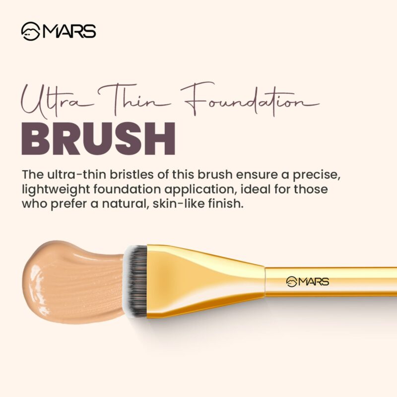 MARS Artist's Arsenal Ultra Thin Foundation Makeup Brush For Blending Liquid Foundation & Cream | Ultra Thin Bristles | Flawless Application | Sleek Design for Minimal Effort (Golden) - Image 6